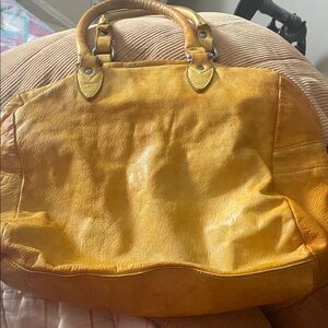 Yellow Leather Tote Bag